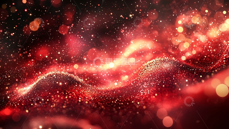 高清大图下载【趣麦麦图】红色粒子流光背景