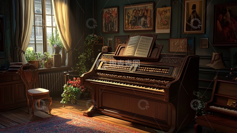 高清大图下载【趣麦麦图】阳光洒进复古房间