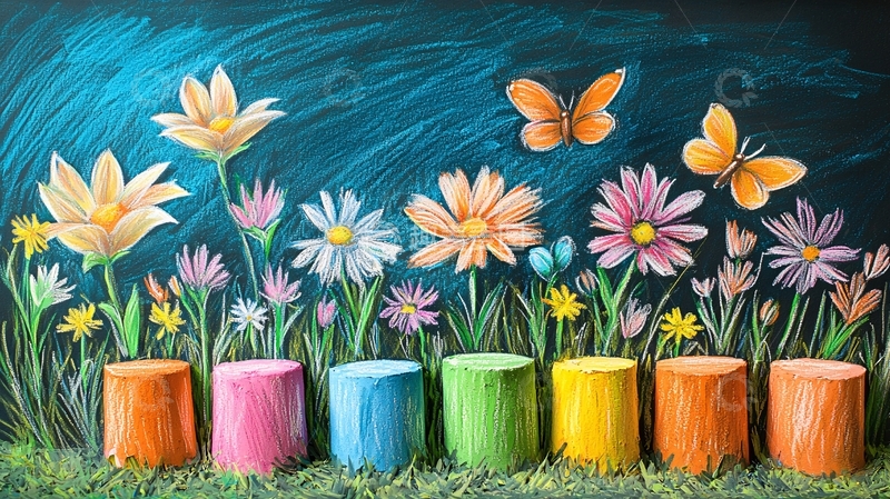 高清大图下载【趣麦麦图】彩色粉笔画