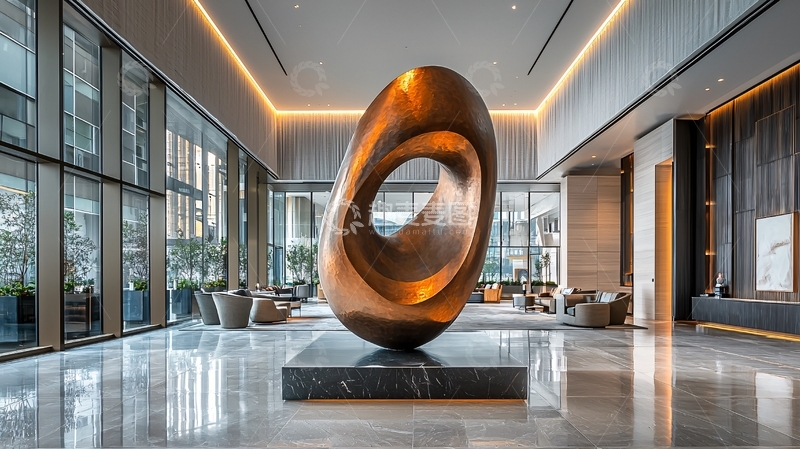 高清大图下载【趣麦麦图】大堂铜雕艺术品