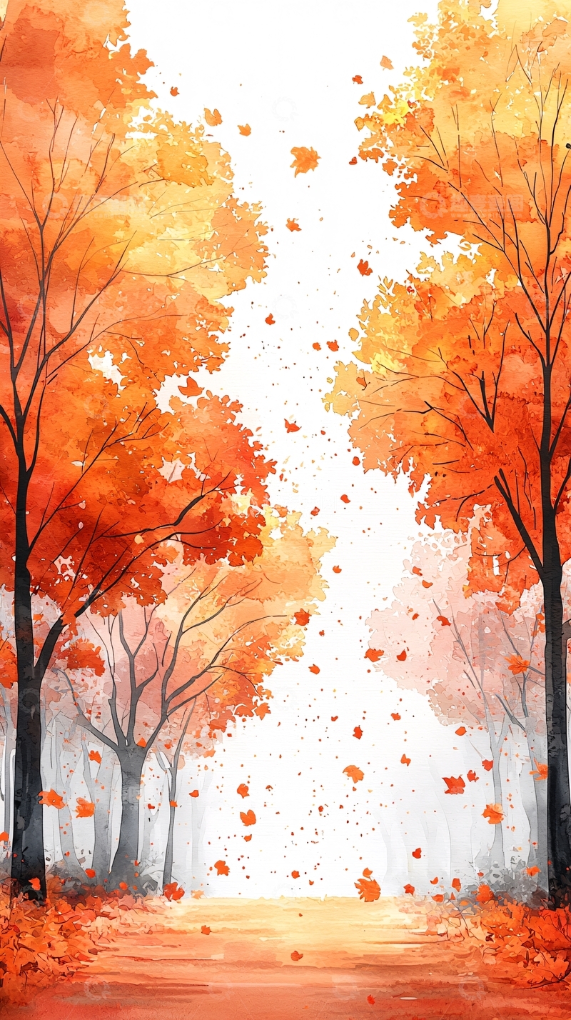 高清大图下载【趣麦麦图】秋日落叶小路