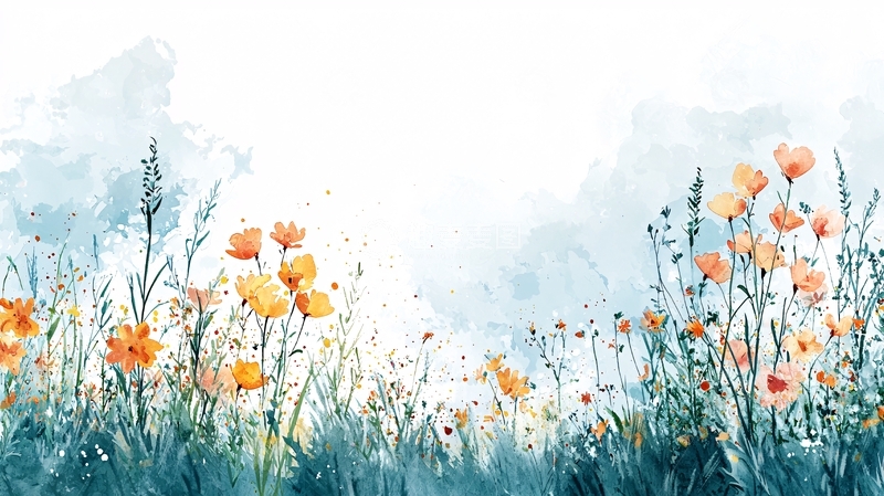 高清大图下载【趣麦麦图】水彩花田