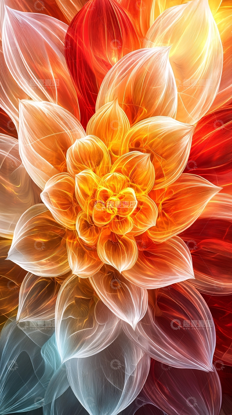 高清大图下载【趣麦麦图】抽象火焰花朵