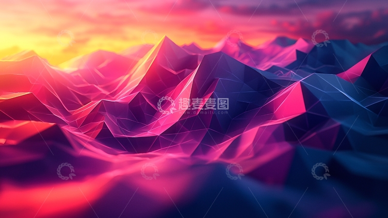 高清大图下载【趣麦麦图】粉色蓝色山峰线条