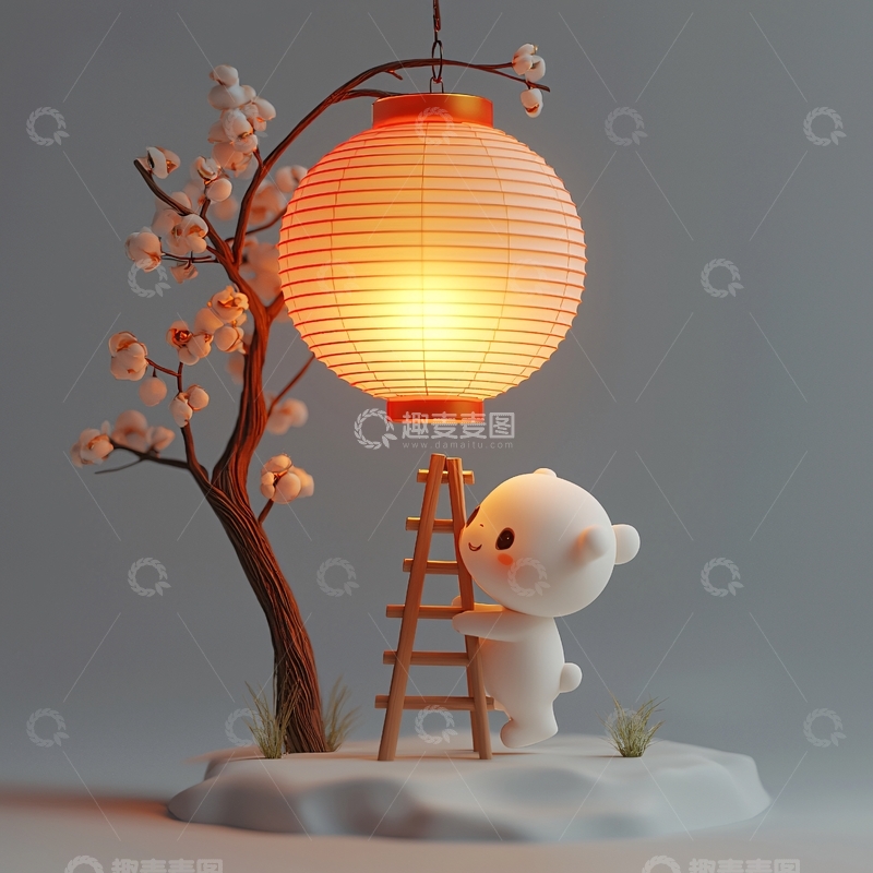 高清大图下载【趣麦麦图】小熊挂灯笼