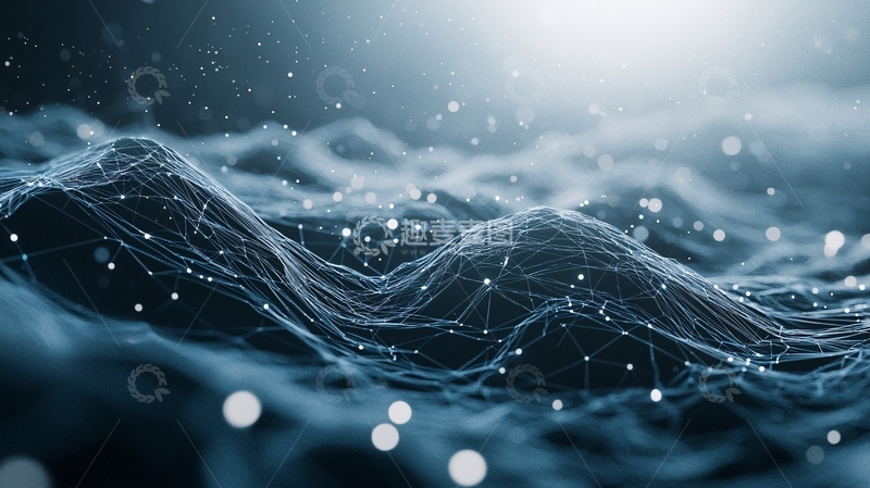 高清大图下载【趣麦麦图】深蓝色波浪抽象背景