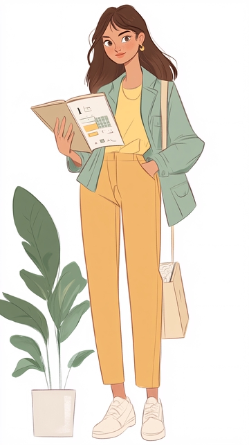 清新风格女生插画