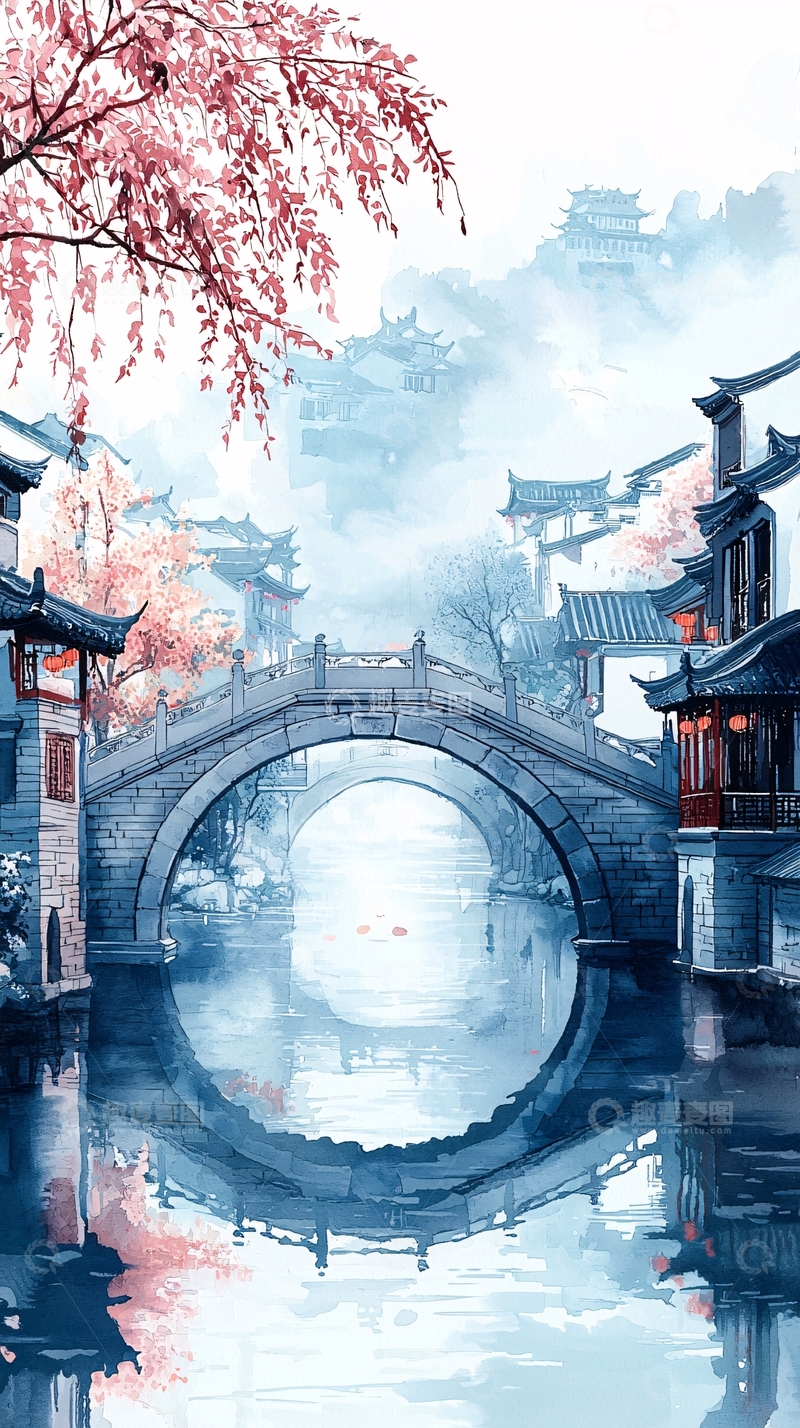 高清大图下载【趣麦麦图】水墨风江南小镇