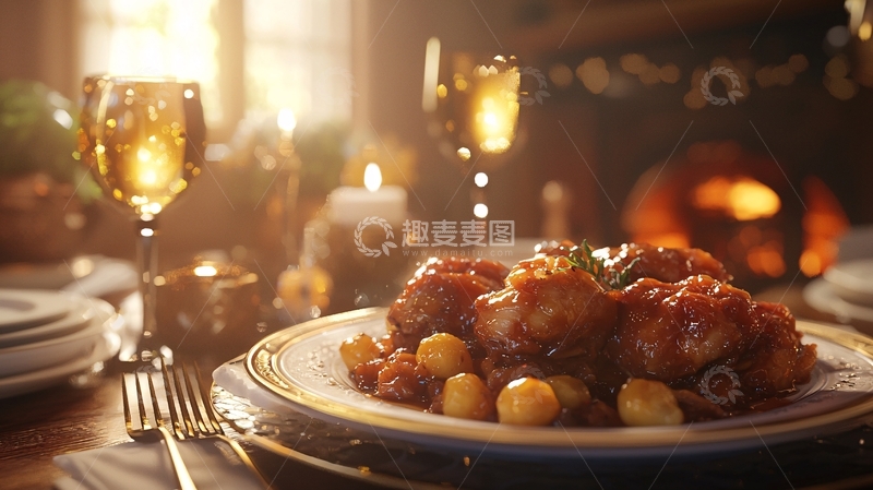 高清大图下载【趣麦麦图】温馨舒适的西式晚餐