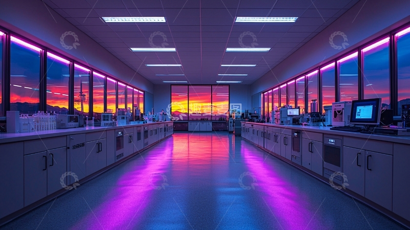 高清大图下载【趣麦麦图】现代化实验室日落景色