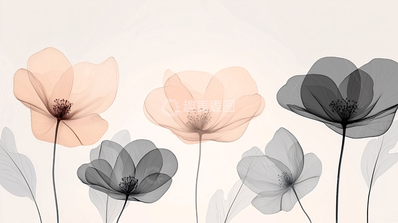 高清大图下载【趣麦麦图】轻盈透明花朵背景