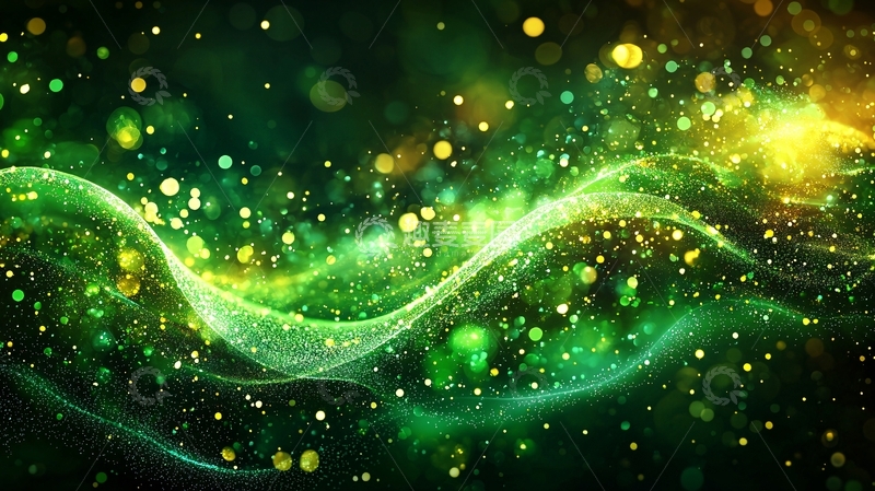高清大图下载【趣麦麦图】绿色光线波浪背景