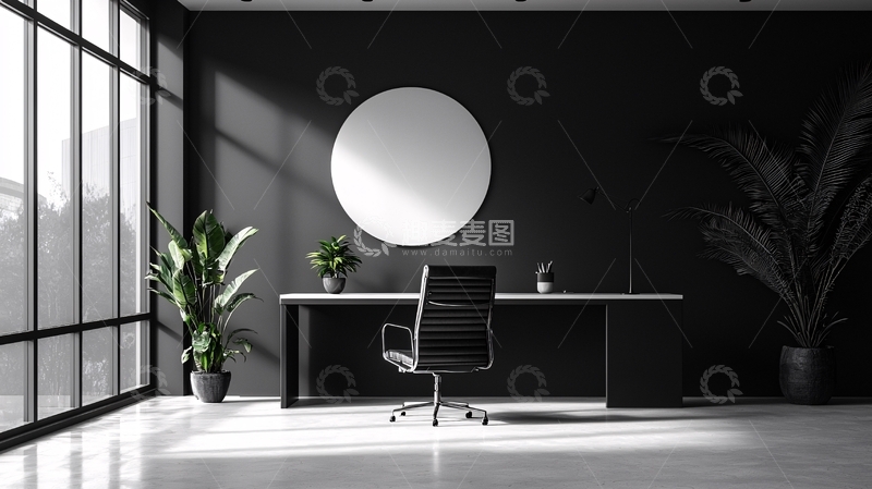 高清大图下载【趣麦麦图】极简黑色现代化办公室