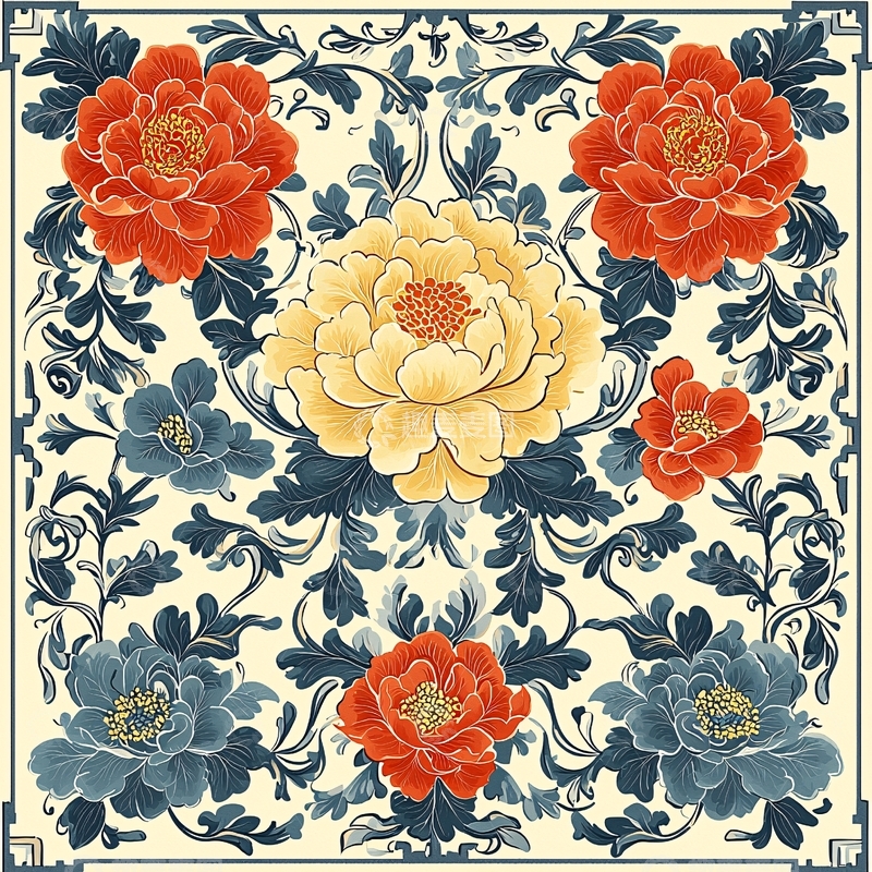 高清大图下载【趣麦麦图】牡丹花卉图案