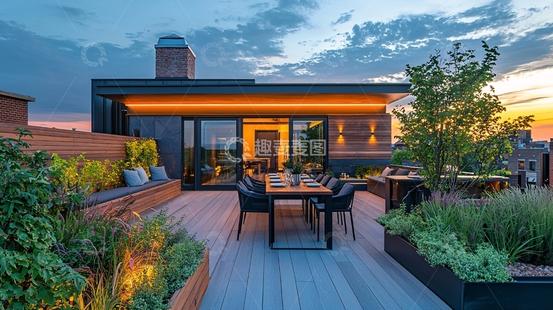 高清大图下载【趣麦麦图】现代风格屋顶花园