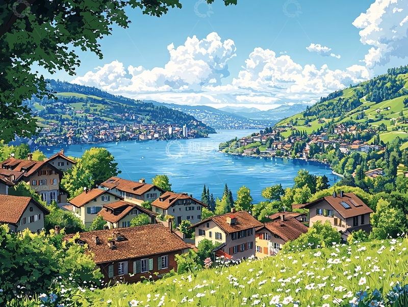 高清大图下载【趣麦麦图】瑞士小镇