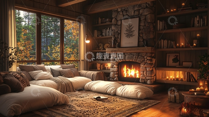 高清大图下载【趣麦麦图】温暖舒适的乡村风格客厅