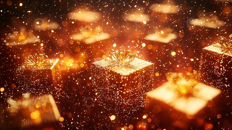 高清大图下载【趣麦麦图】金色礼物盒