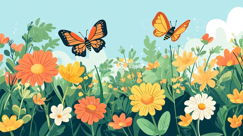 高清大图下载【趣麦麦图】蝴蝶飞舞花海