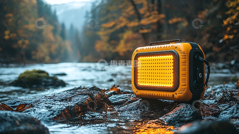 高清大图下载【趣麦麦图】户外便携式黄色音箱