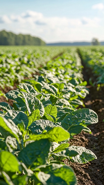 田野里生机勃勃的土豆田