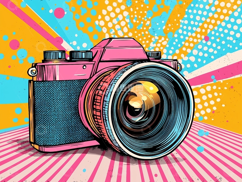 高清大图下载【趣麦麦图】粉色复古相机