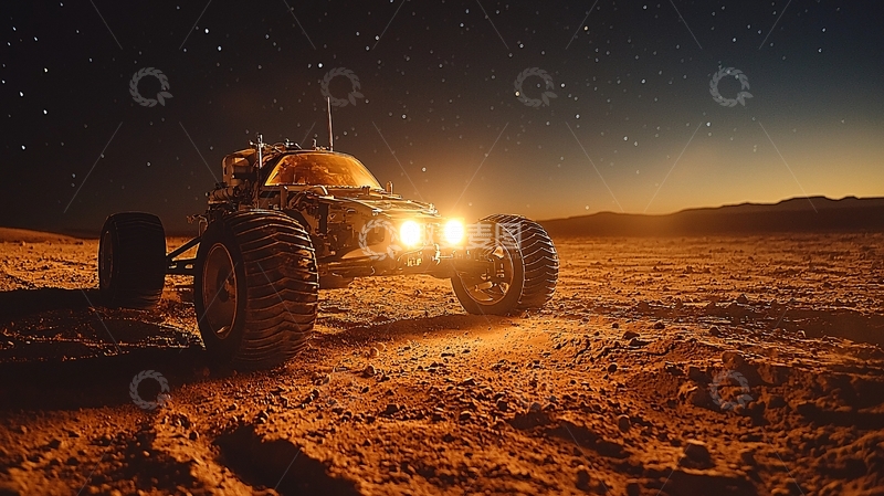 高清大图下载【趣麦麦图】-火星探测车夜景