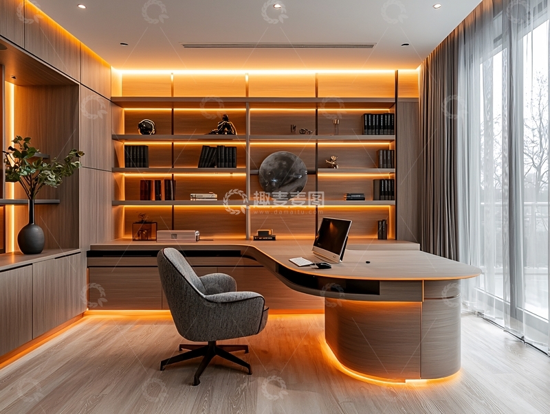 高清大图下载【趣麦麦图】现代简约书房设计