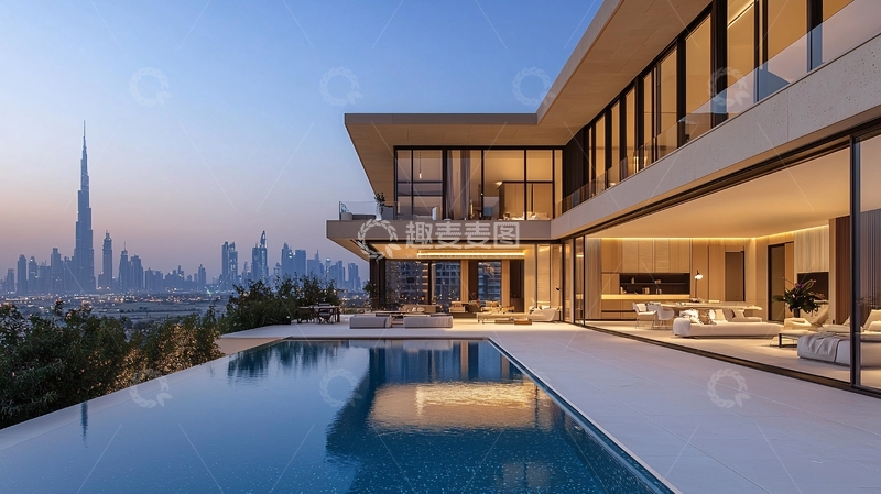 高清大图下载【趣麦麦图】迪拜豪宅夜景