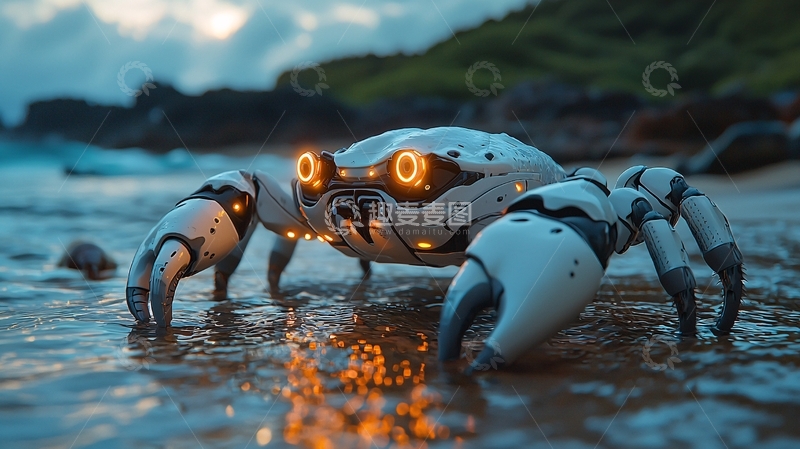 高清大图下载【趣麦麦图】未来科技感螃蟹机器人
