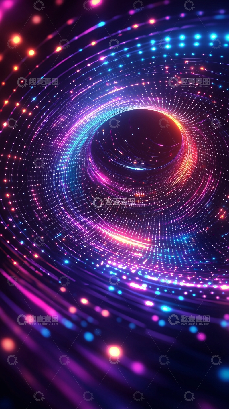 高清大图下载【趣麦麦图】科技感炫彩隧道背景