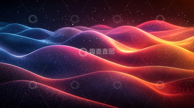 高清大图下载【趣麦麦图】彩色光影波浪起伏场景