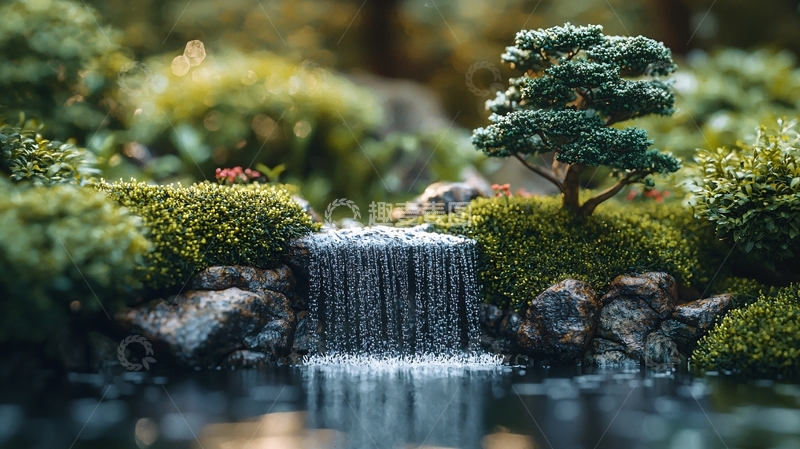 高清大图下载【趣麦麦图】微型瀑布景观