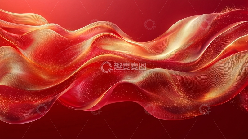 高清大图下载【趣麦麦图】红色丝绸飘逸