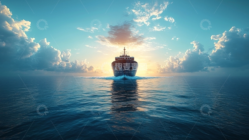 高清大图下载【趣麦麦图】巨轮破浪远航日出