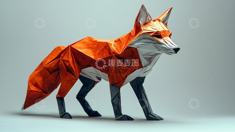 高清大图下载【趣麦麦图】低多边形狐狸