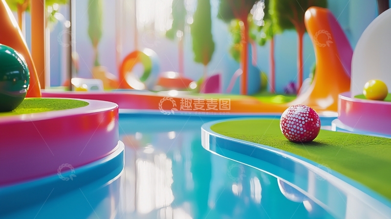 高清大图下载【趣麦麦图】梦幻卡通高尔夫球场