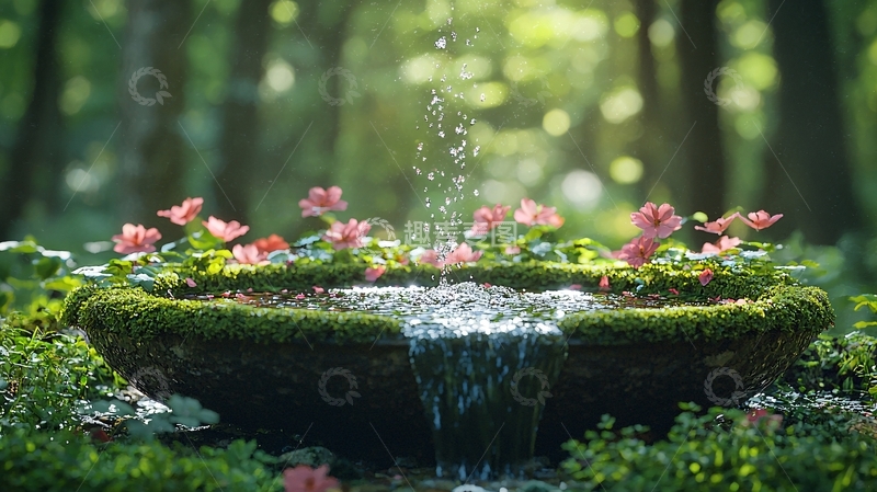 高清大图下载【趣麦麦图】森林仙境小瀑布