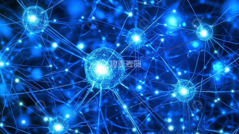 高清大图下载【趣麦麦图】蓝色神经元网络