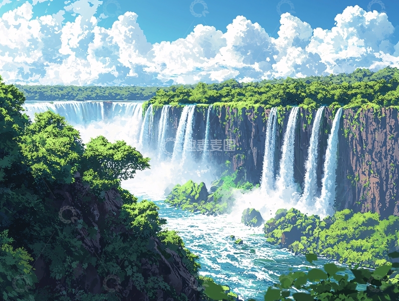 高清大图下载【趣麦麦图】瀑布风景画