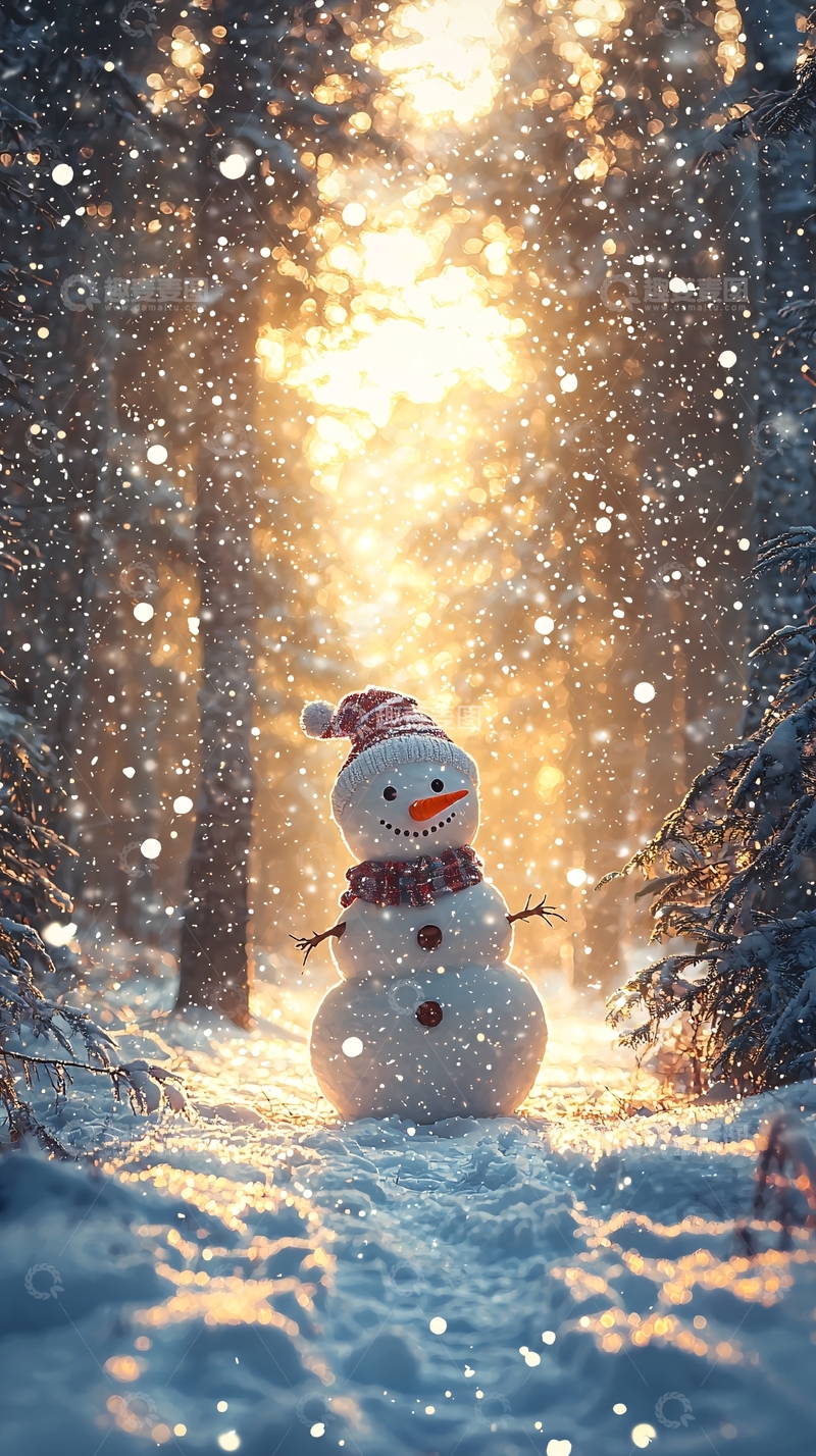 高清大图下载【趣麦麦图】雪地里的雪人