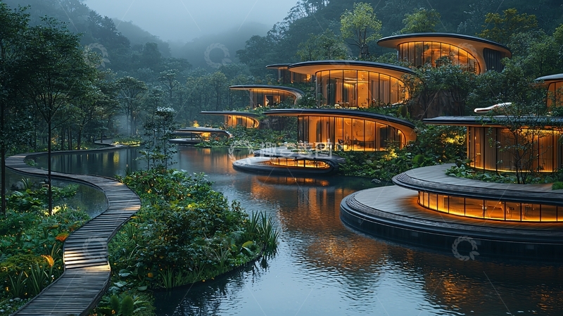 高清大图下载【趣麦麦图】山谷环绕的豪华木质别墅