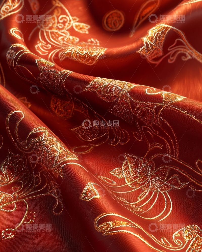 高清大图下载【趣麦麦图】红色丝绸布料