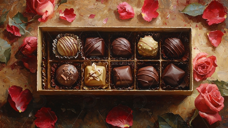 玫瑰花瓣巧克力礼盒