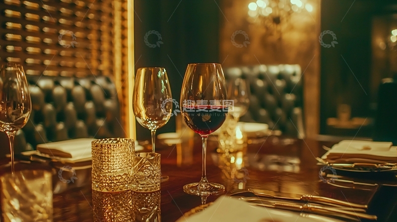 高清大图下载【趣麦麦图】奢华餐厅红酒晚餐