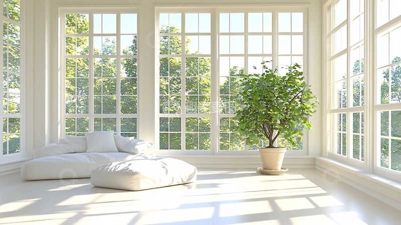 高清大图下载【趣麦麦图】阳光洒满房间的简约客厅