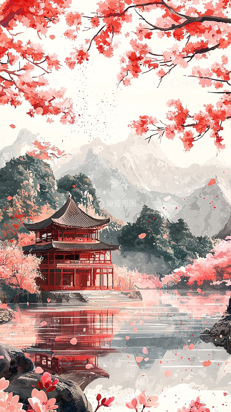 高清大图下载【趣麦麦图】红色系古风建筑