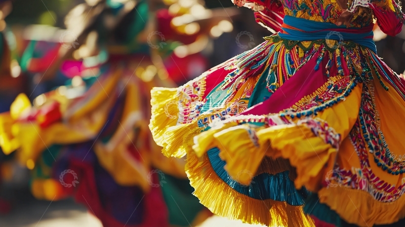 高清大图下载【趣麦麦图】彩色民族服装舞蹈