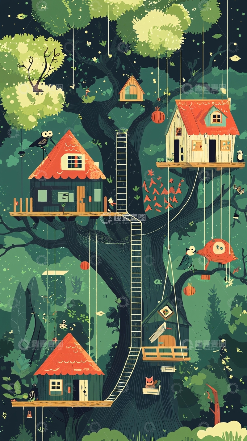 高清大图下载【趣麦麦图】树上小屋
