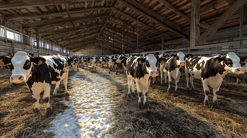 牛棚里的黑白花奶牛